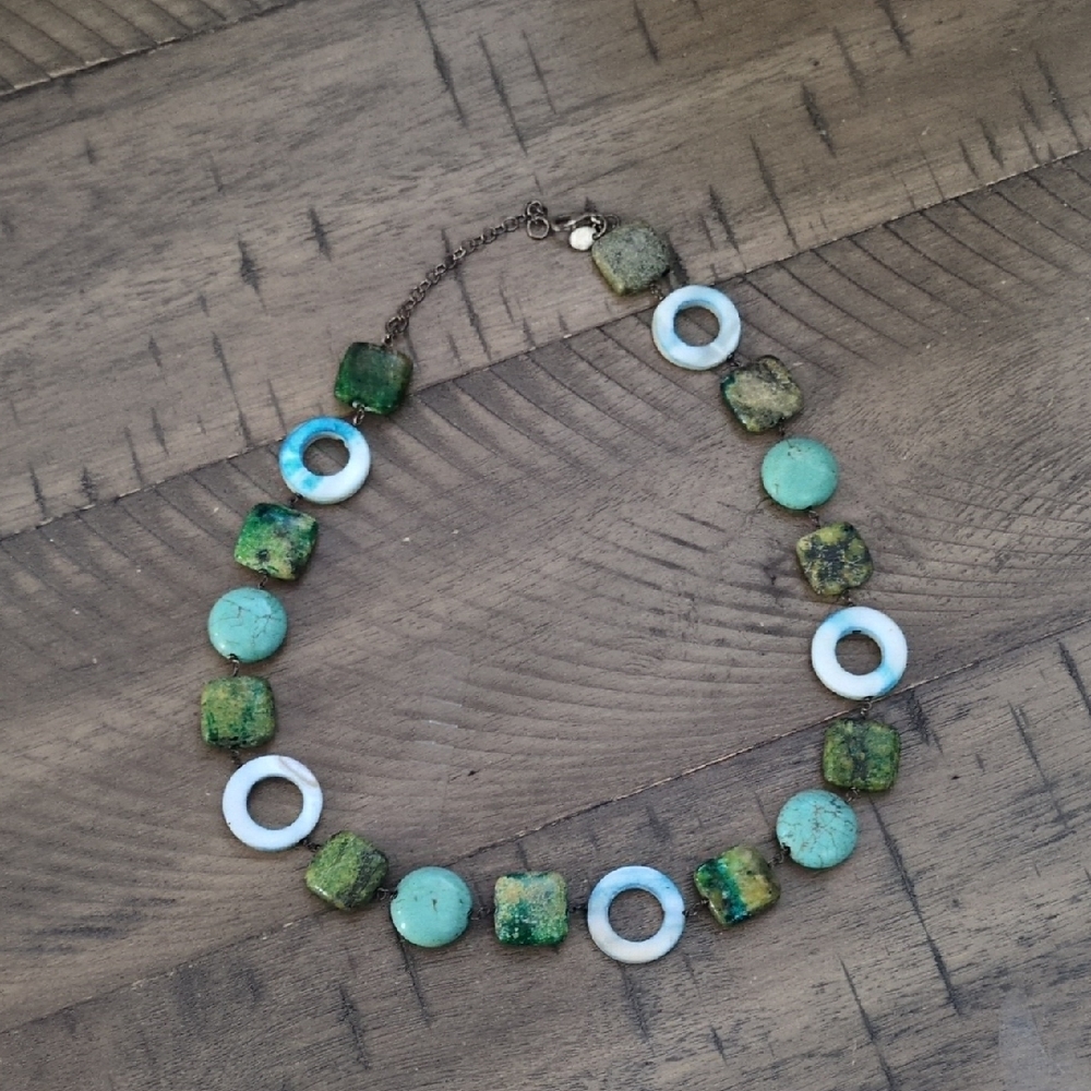 Boho Green and Blue Stone Necklace